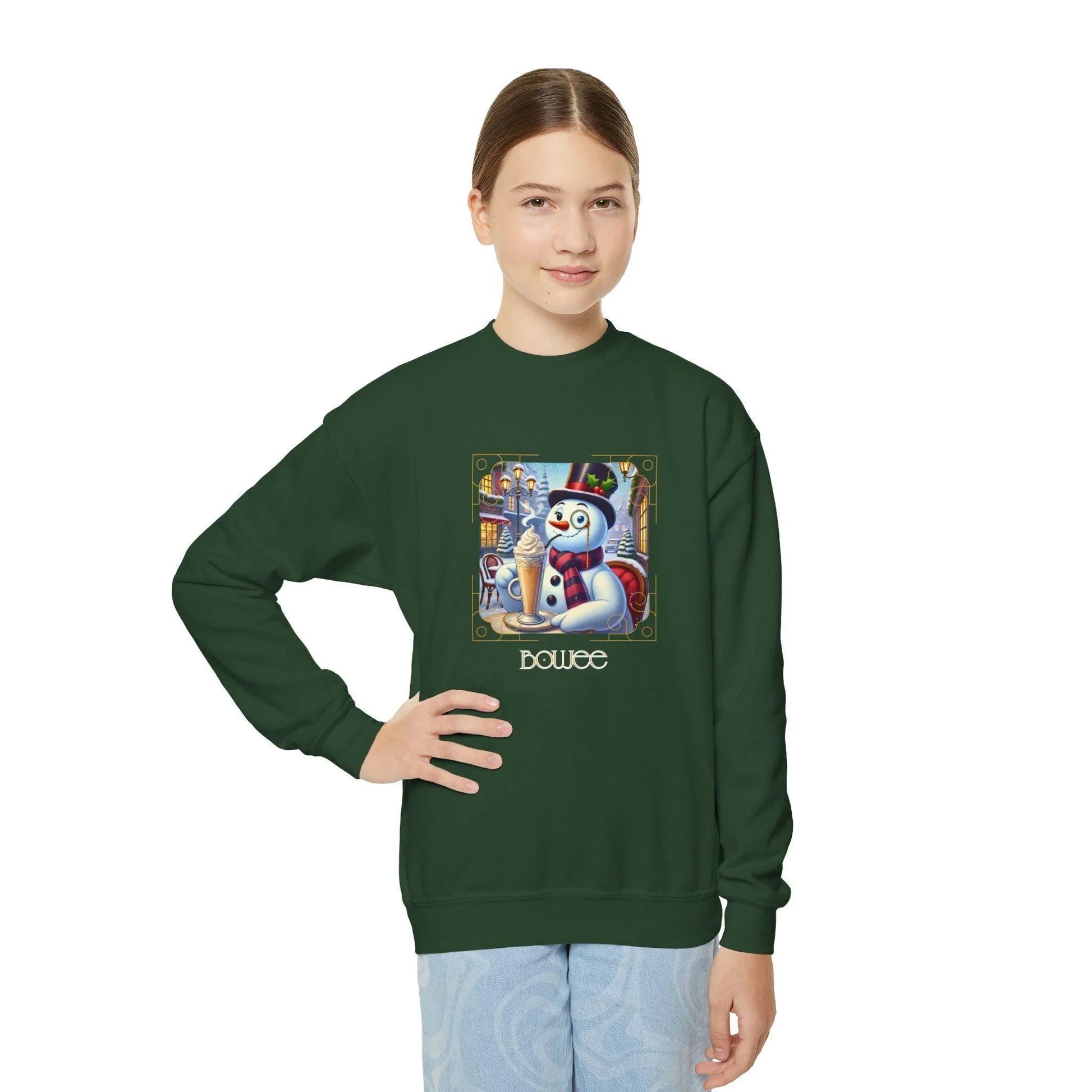☃️ Boujee Snowman ☕ Youth Crewneck Sweatshirt ✨ - Whippie's