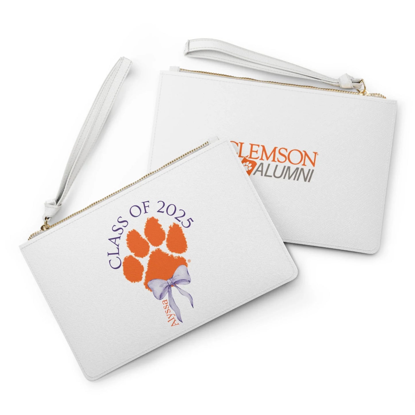 Graduation Clutch Bag - Clemson Paw Print - Class of 2025 - Personalizable - Whippie's