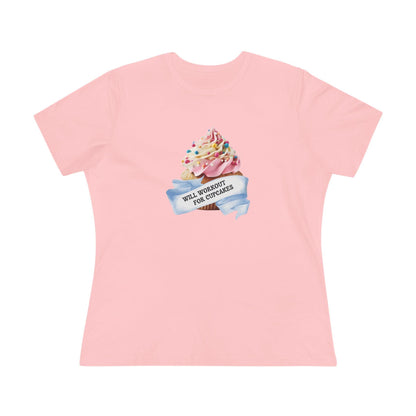 Will Workout for Cupcakes - Fuel Your Fitness! 🧁💪 Women's Softstyle Tee - Whippie's