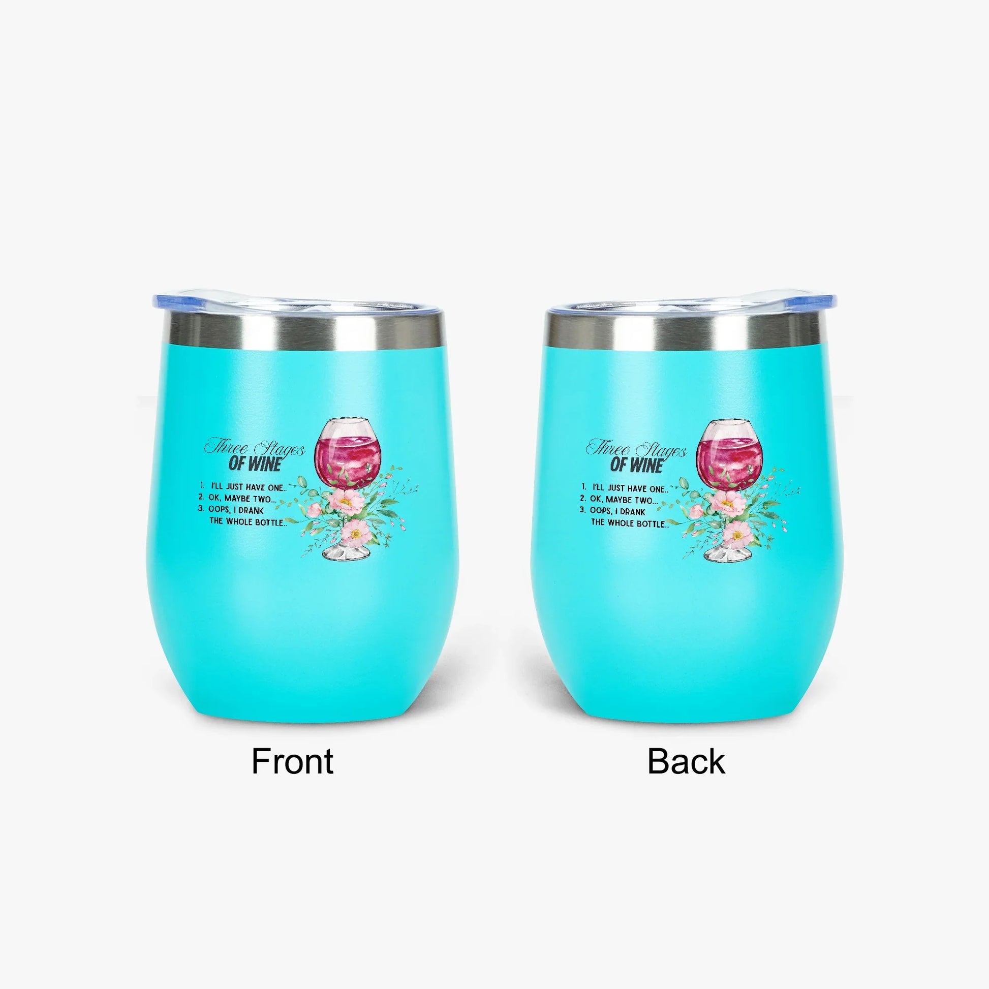 428. Three Stages of Wine 12oz Egg Shaped Insulated Tumbler - FREE Shipping! - Whippie's