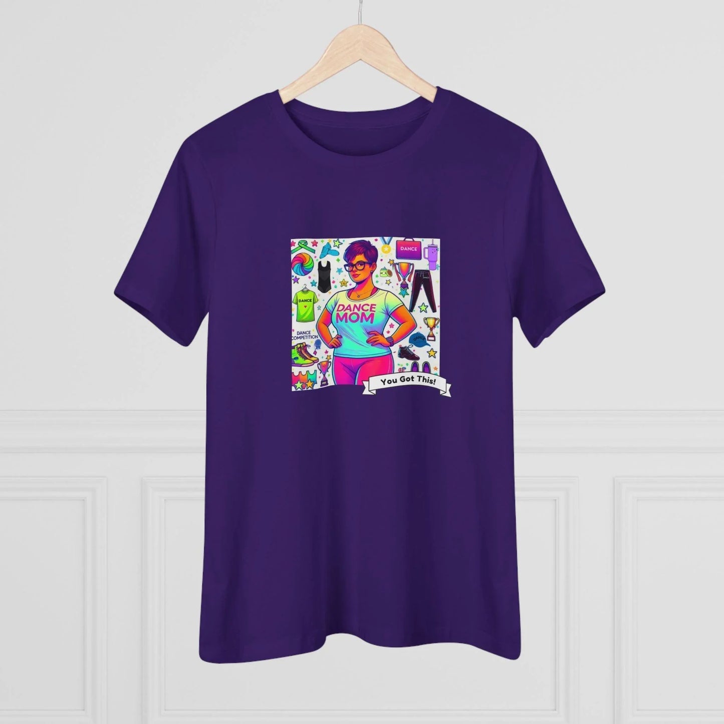 Dance Mom: "You've Got This" - Brunette with Glasses Mom - Short Hair - Boy Dancer - Women's Softsyle Tee - Whippie's