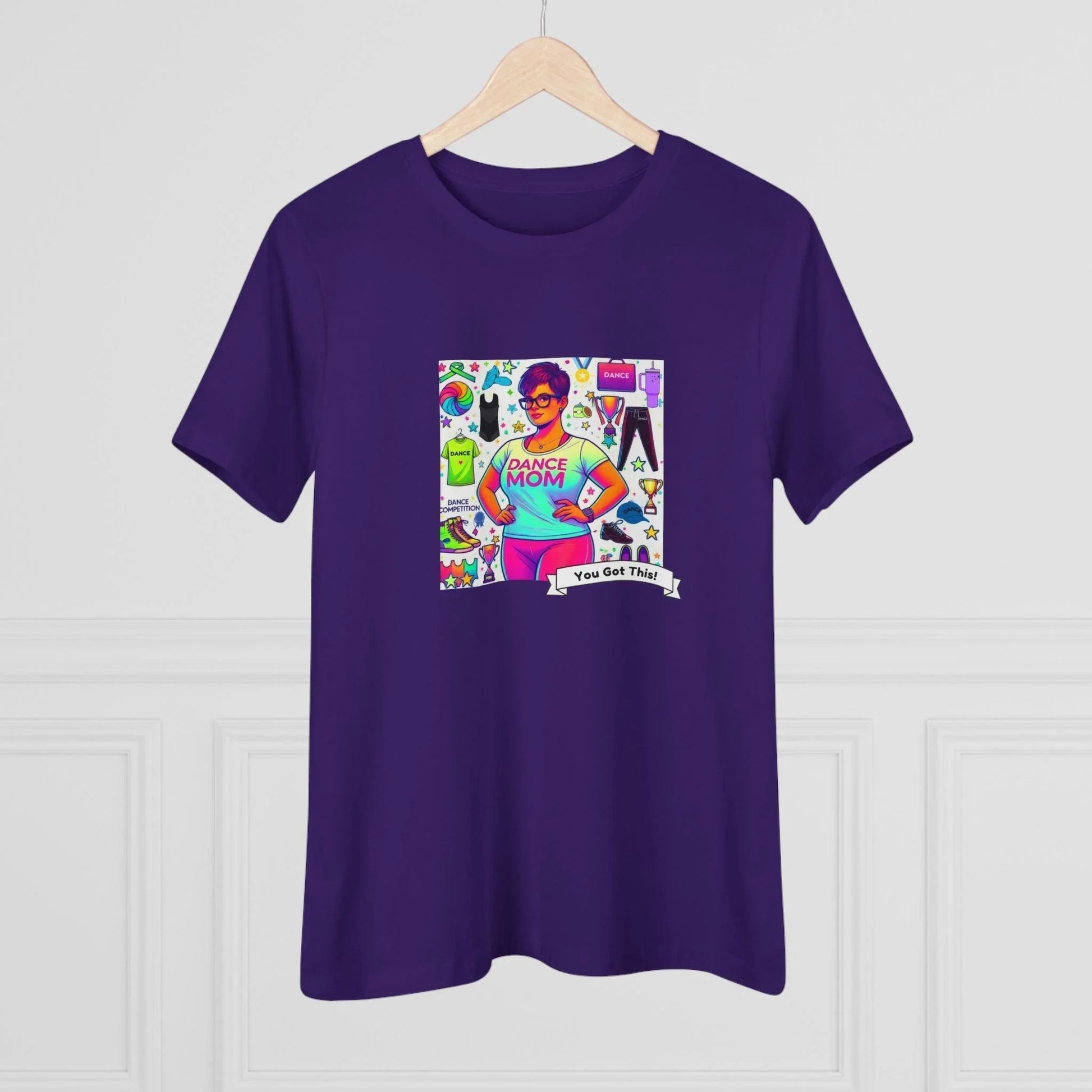 Dance Mom: "You've Got This" - Brunette with Glasses Mom - Short Hair - Boy Dancer - Women's Softsyle Tee - Whippie's
