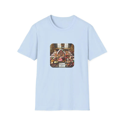 Christmas Calories Don’t Count 🎄 – Fun Festive Design with Gingerbread House & Holiday Feast - Unisex Softstyle Tee - Whippie's