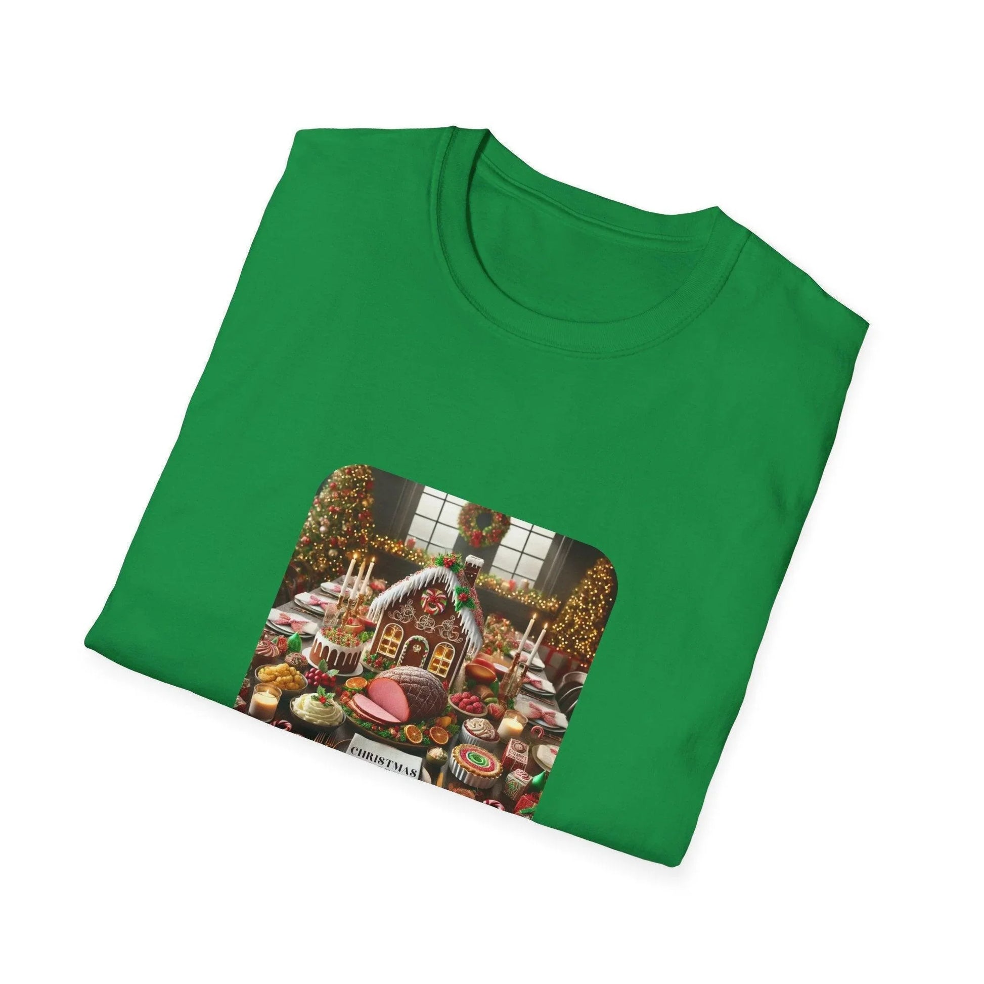 Christmas Calories Don’t Count 🎄 – Fun Festive Design with Gingerbread House & Holiday Feast - Unisex Softstyle Tee - Whippie's