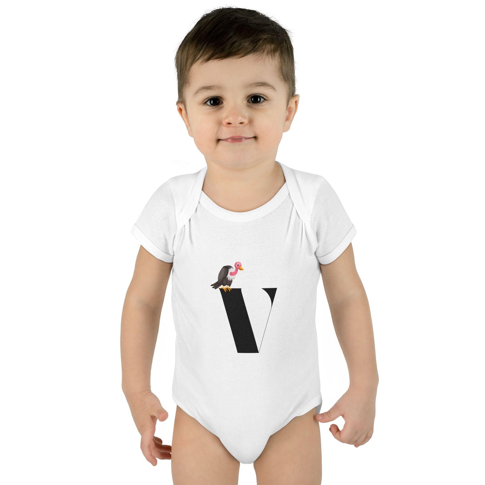 Alphabet Adventures: Letter V - Vivacious Vulture Baby Onesie V is for Vivacious Vulture! - Whippie's