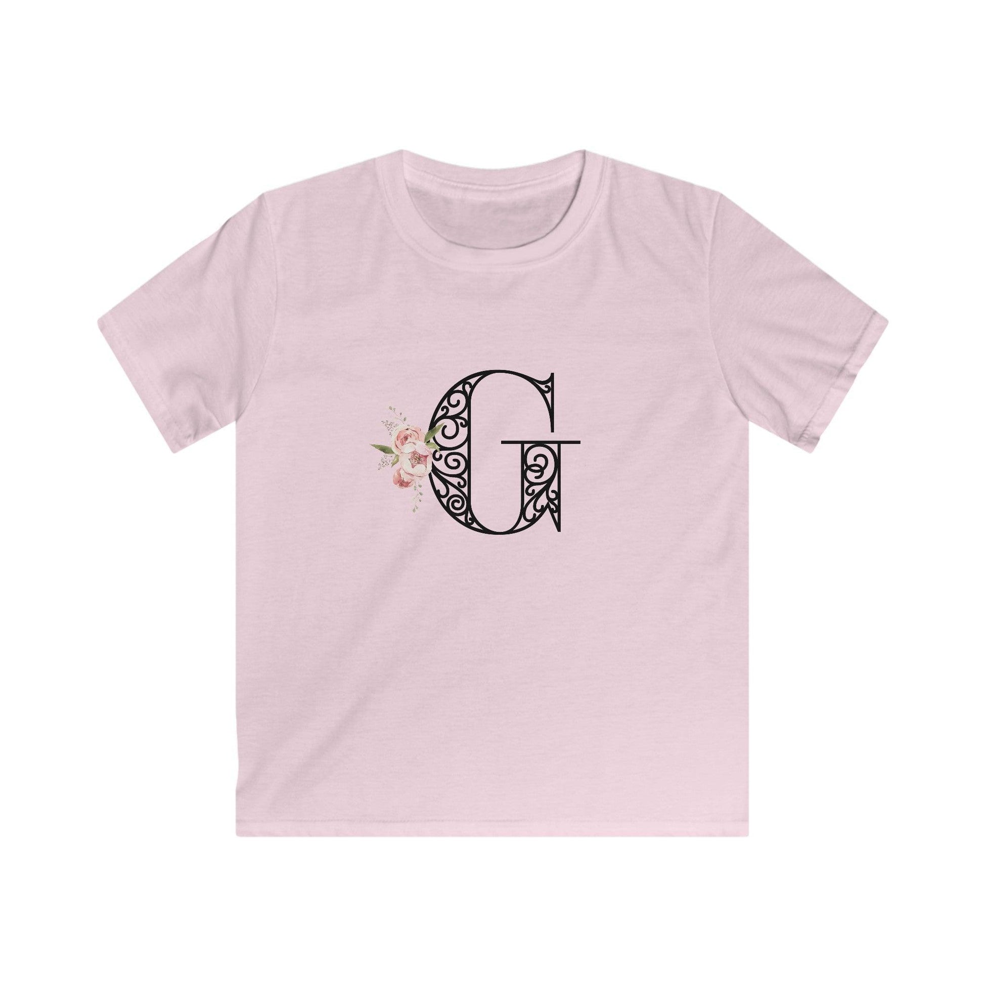 Floral Letters: Letter G - Kids Softstyle Tee - Whippie's