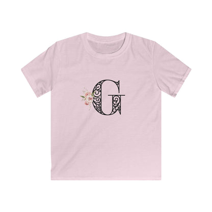 Floral Letters: Letter G - Kids Softstyle Tee - Whippie's
