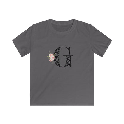 Floral Letters: Letter G - Kids Softstyle Tee - Whippie's