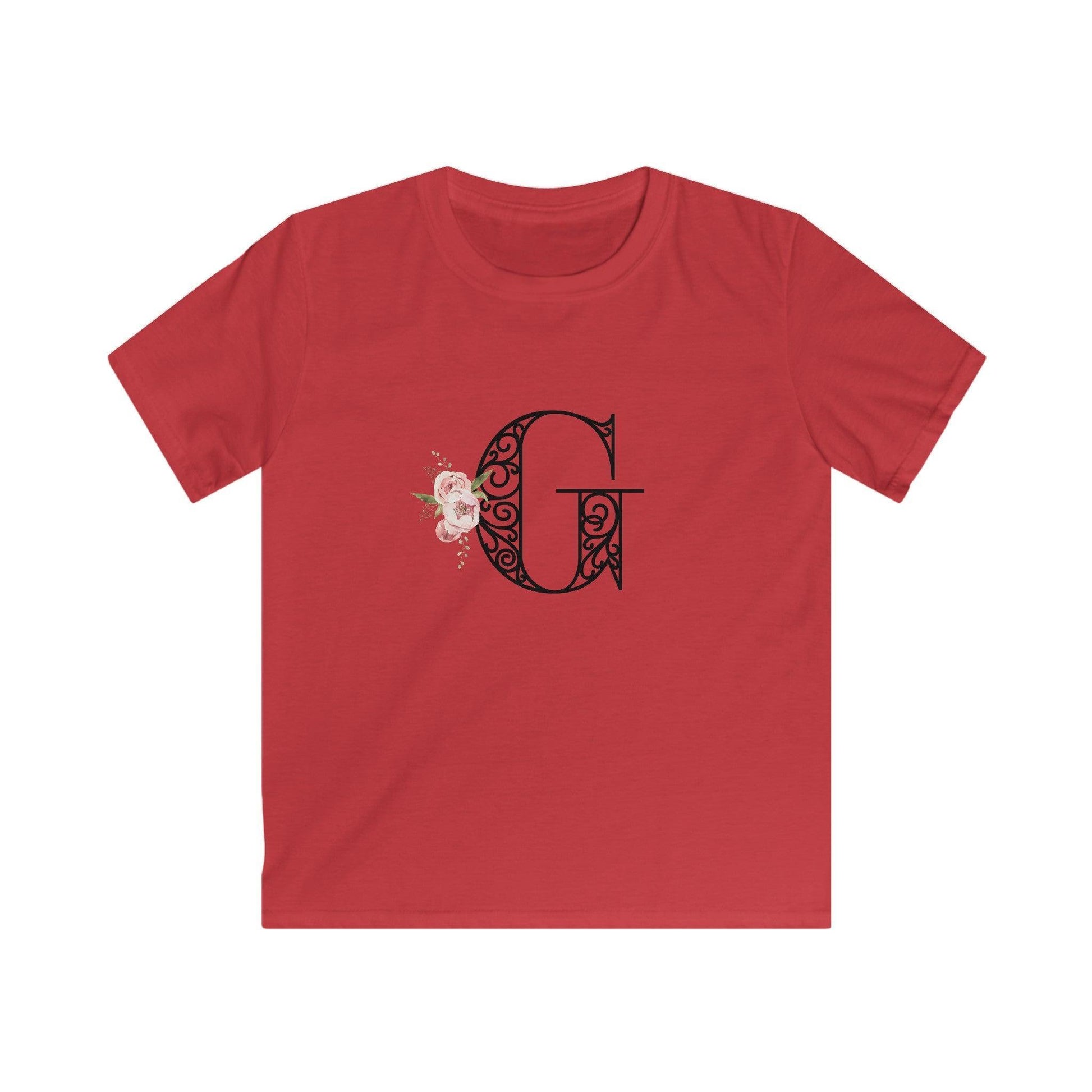 Floral Letters: Letter G - Kids Softstyle Tee - Whippie's