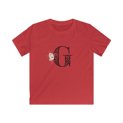 Floral Letters: Letter G - Kids Softstyle Tee - Whippie's
