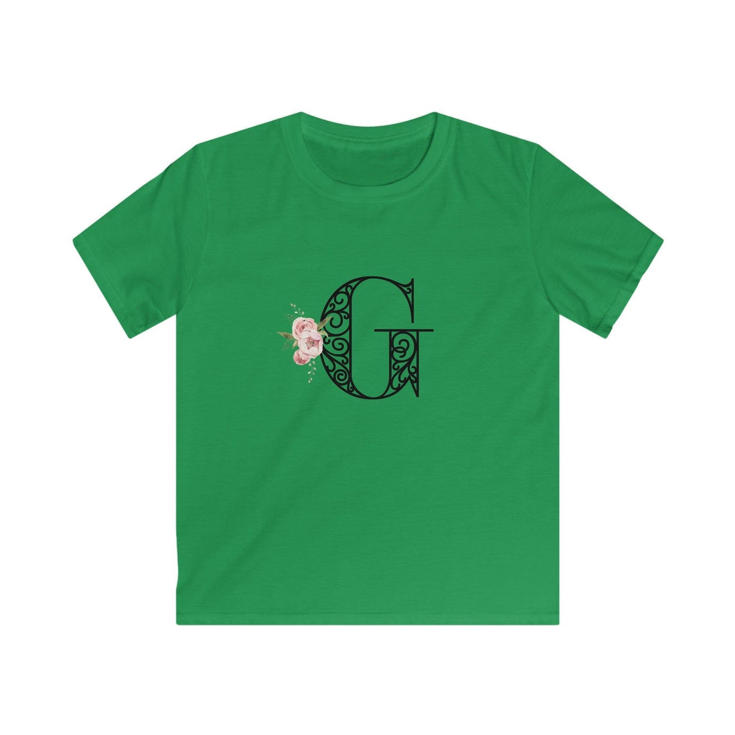 Floral Letters: Letter G - Kids Softstyle Tee - Whippie's