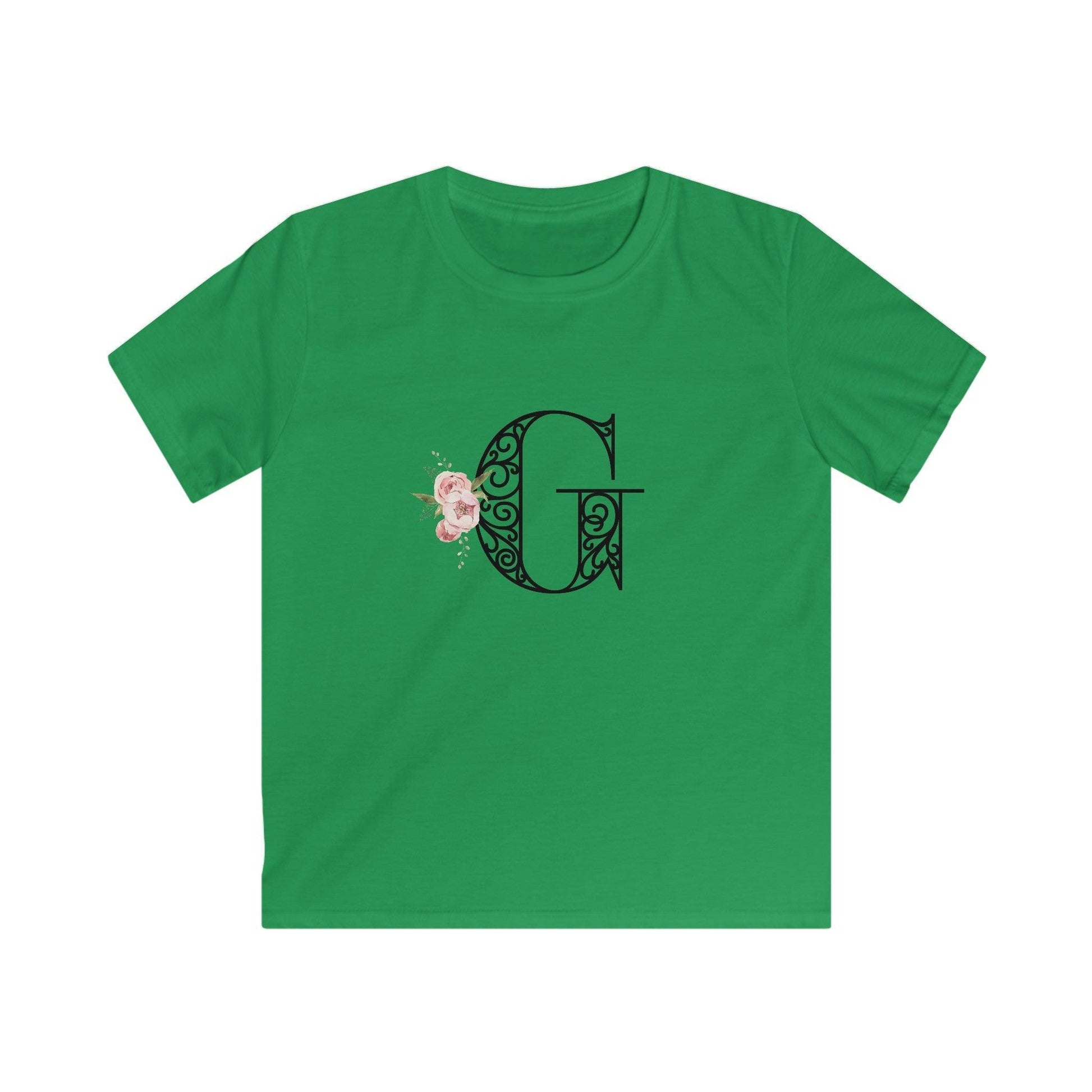 Floral Letters: Letter G - Kids Softstyle Tee - Whippie's