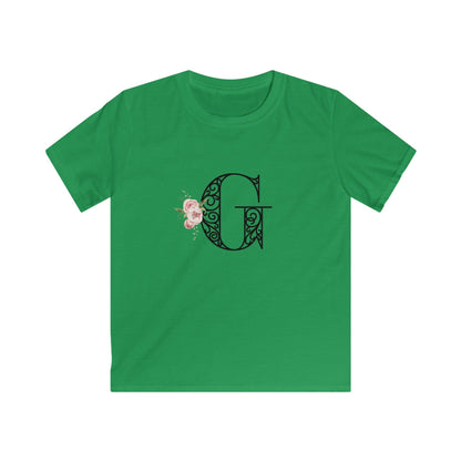 Floral Letters: Letter G - Kids Softstyle Tee - Whippie's