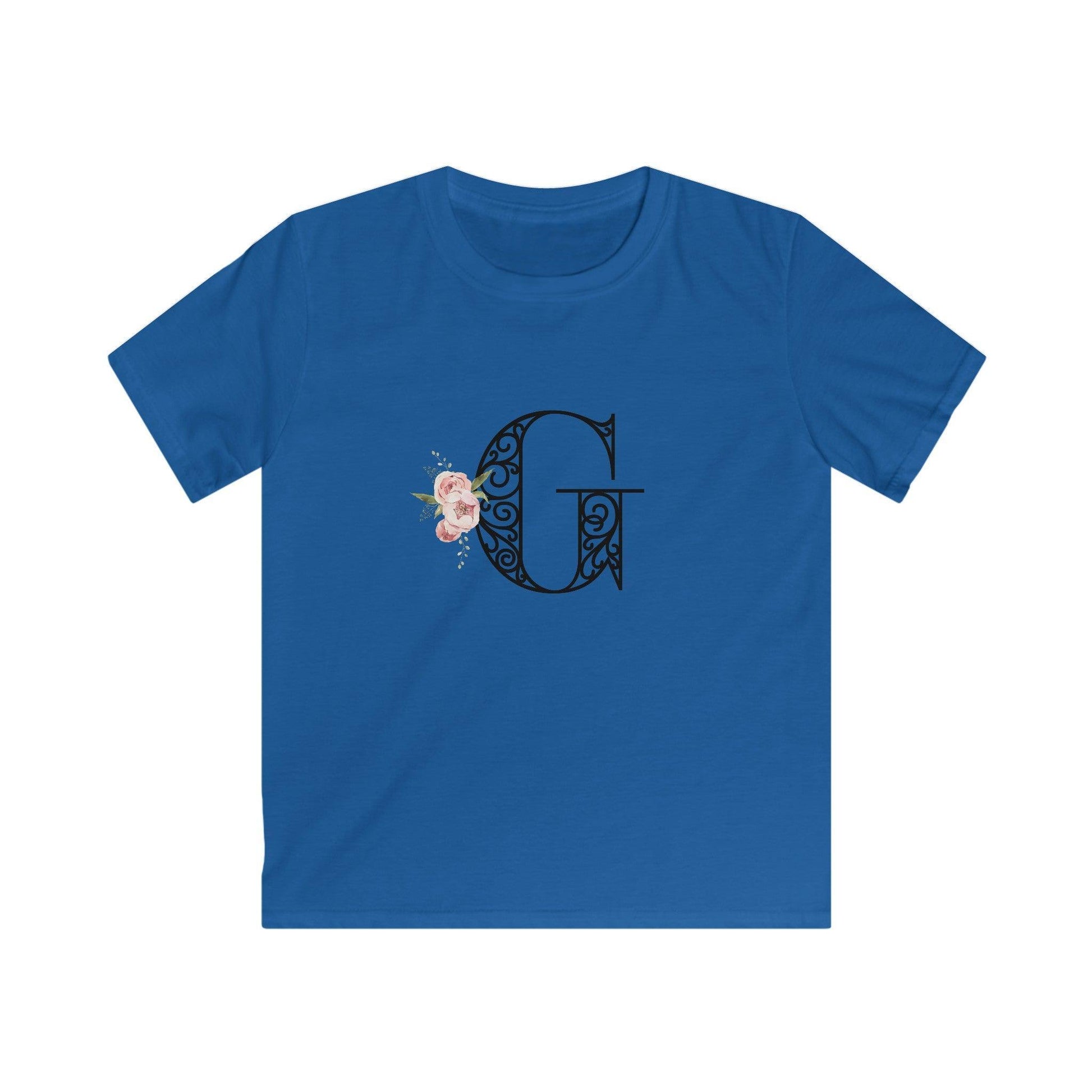 Floral Letters: Letter G - Kids Softstyle Tee - Whippie's
