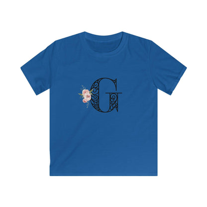 Floral Letters: Letter G - Kids Softstyle Tee - Whippie's