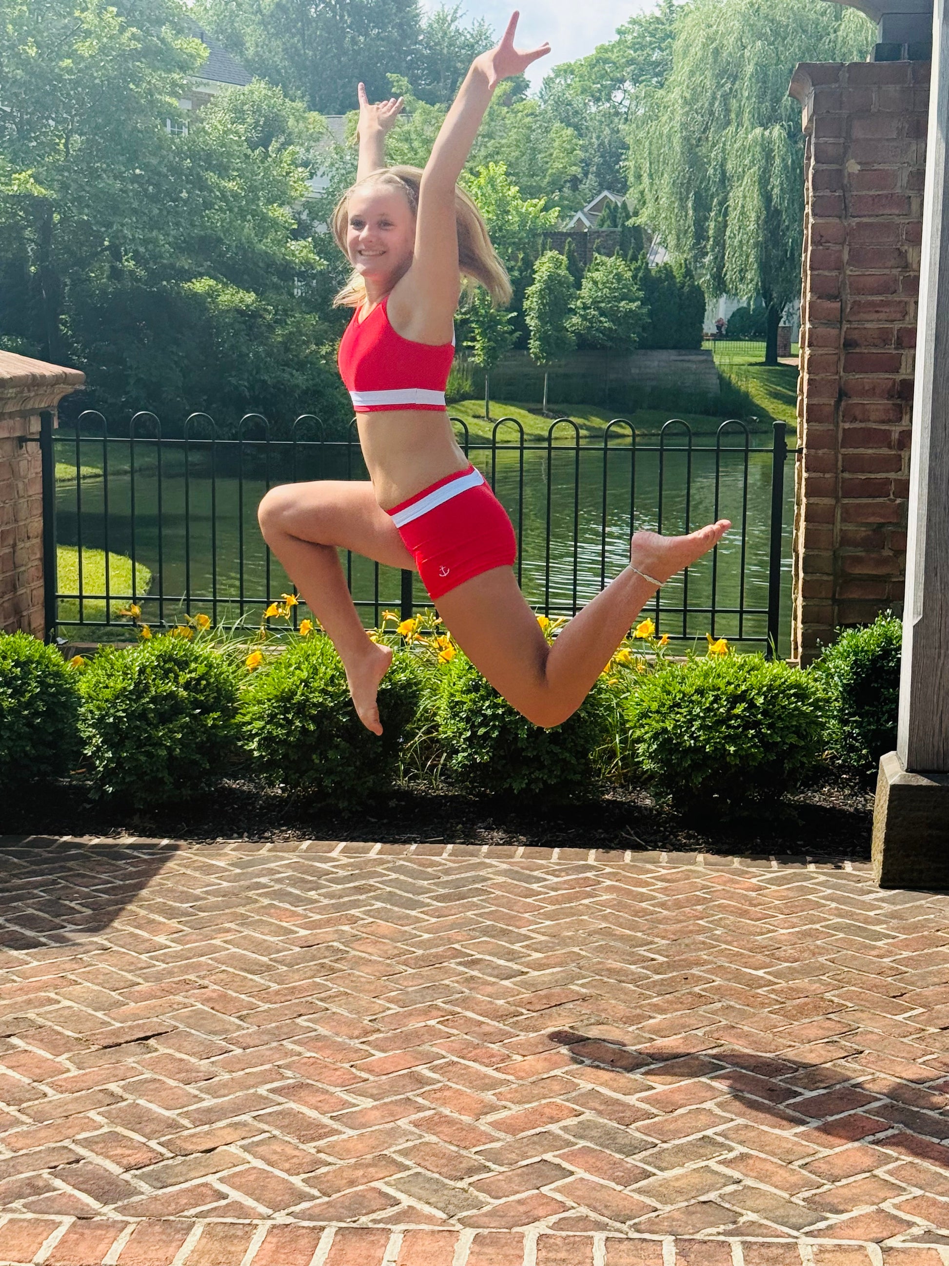 Red, White & Ready Set girls dancewear set model view