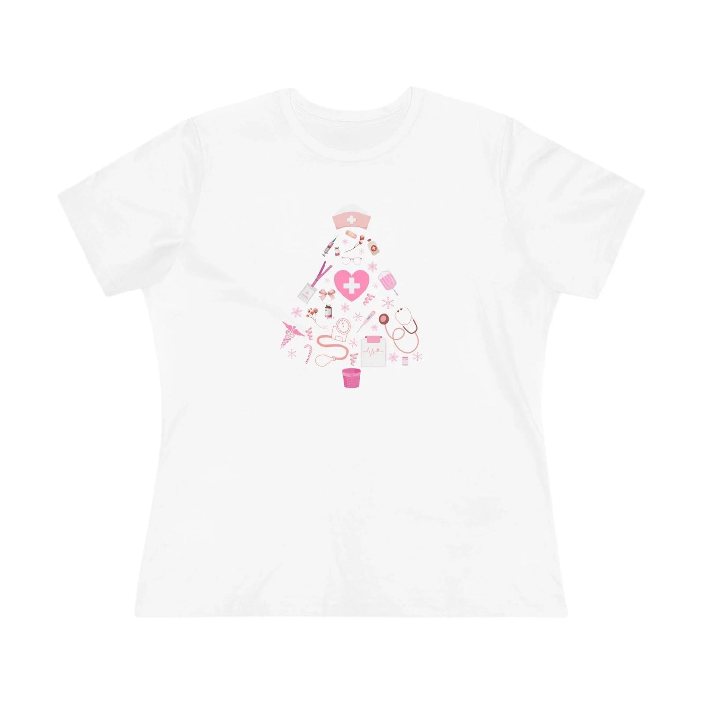 💖 Nurse's Pink Christmas Tree 💖 - Women's Softstyle T-shirt - Whippie's