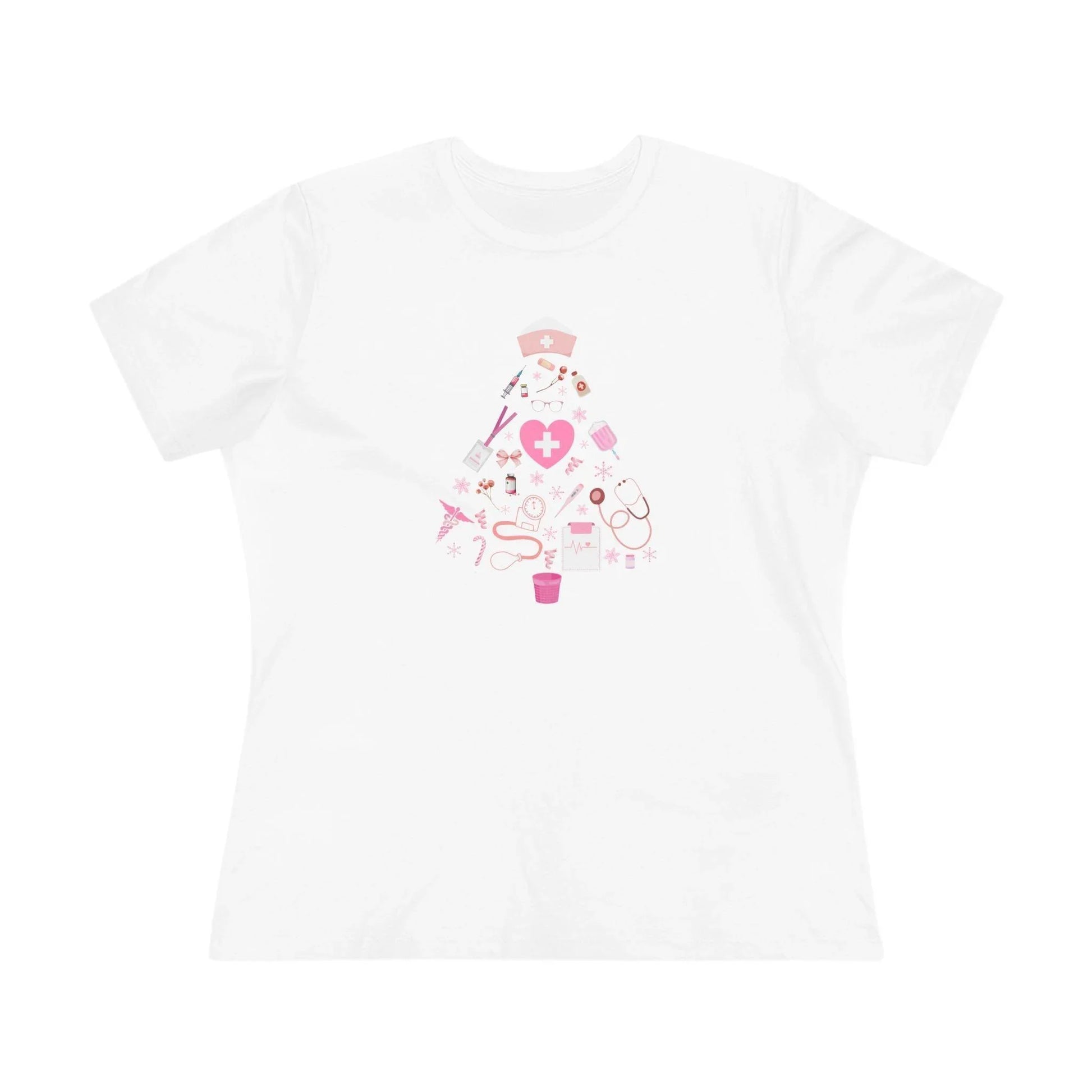 💖 Nurse's Pink Christmas Tree 💖 - Women's Softstyle T-shirt - Whippie's