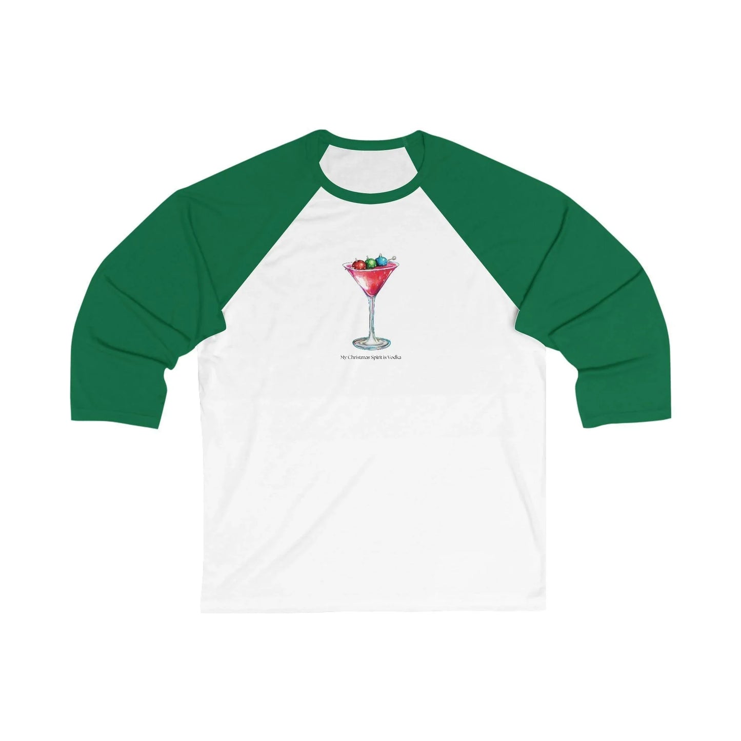 My Christmas Spirit is Vodka 🍸🎄 - Unisex 3/4 Sleeve T-shirt - Whippie's