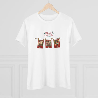 Merry Christmas - Photo Banner - Dark Hair Boys - Women's Softstyle Tee - Whippie's