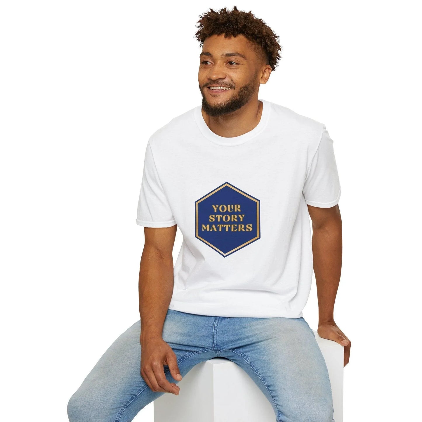 Your Story Matters - Blue and Gold Sign - Unisex T-Shirt - Whippie's