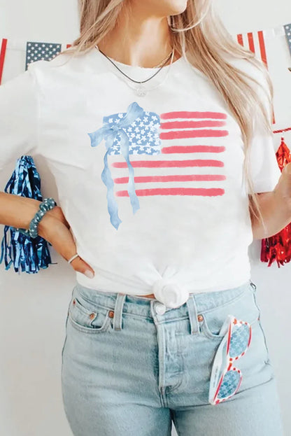 Flag Bow Tee | American Flag Bow T-Shirt