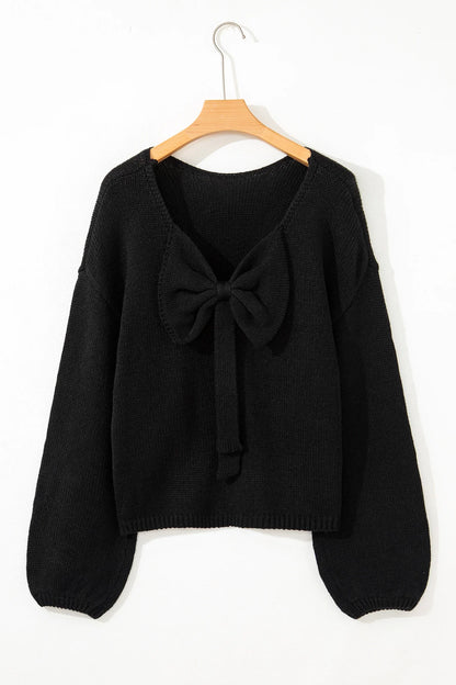 Festive Bow Sweater | Backless Bubble Sleeve