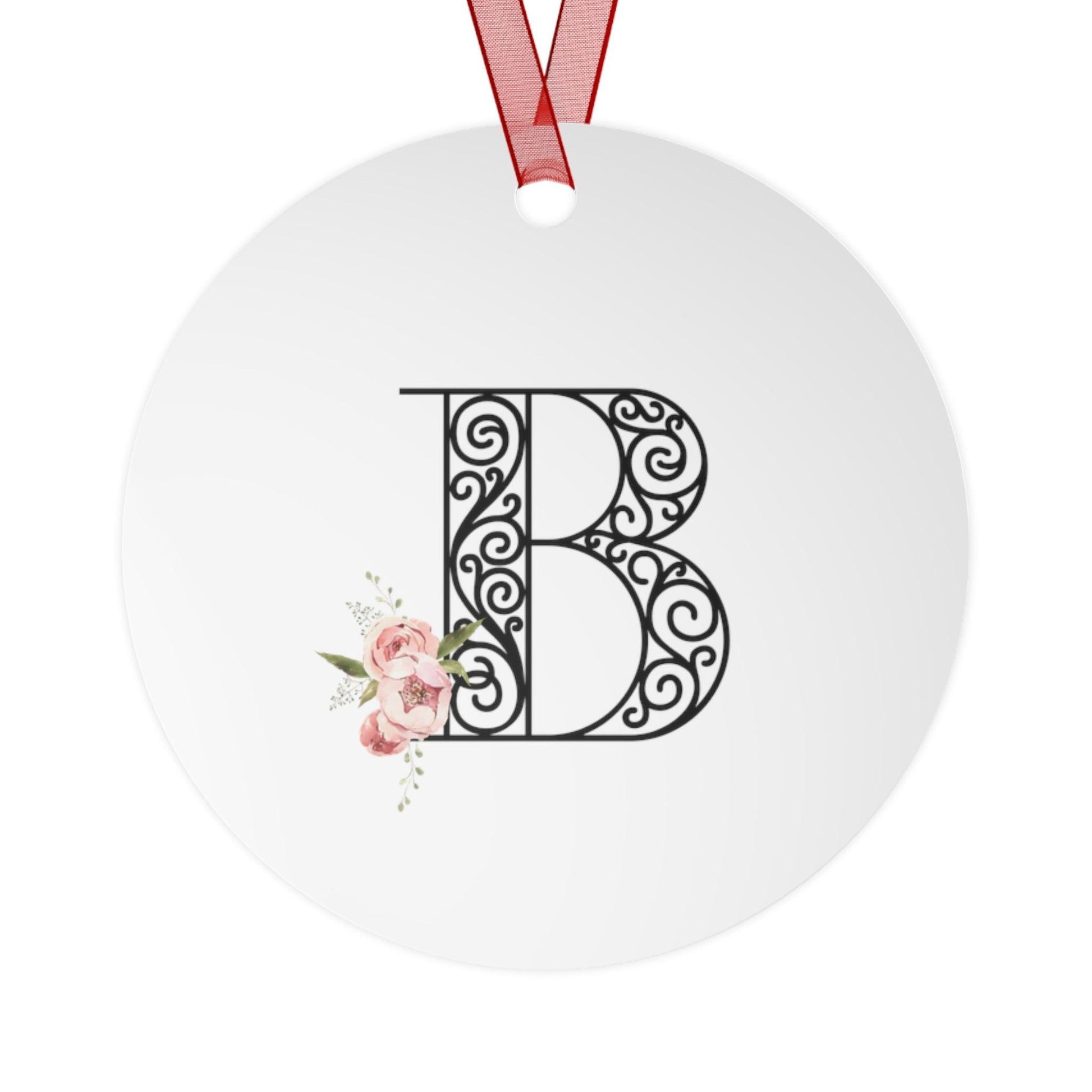 Floral Letters: Letter B - Metal Christmas Ornament - Whippie's