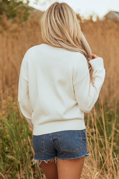 White Tinsel Western Boots Crew Neck Sweater