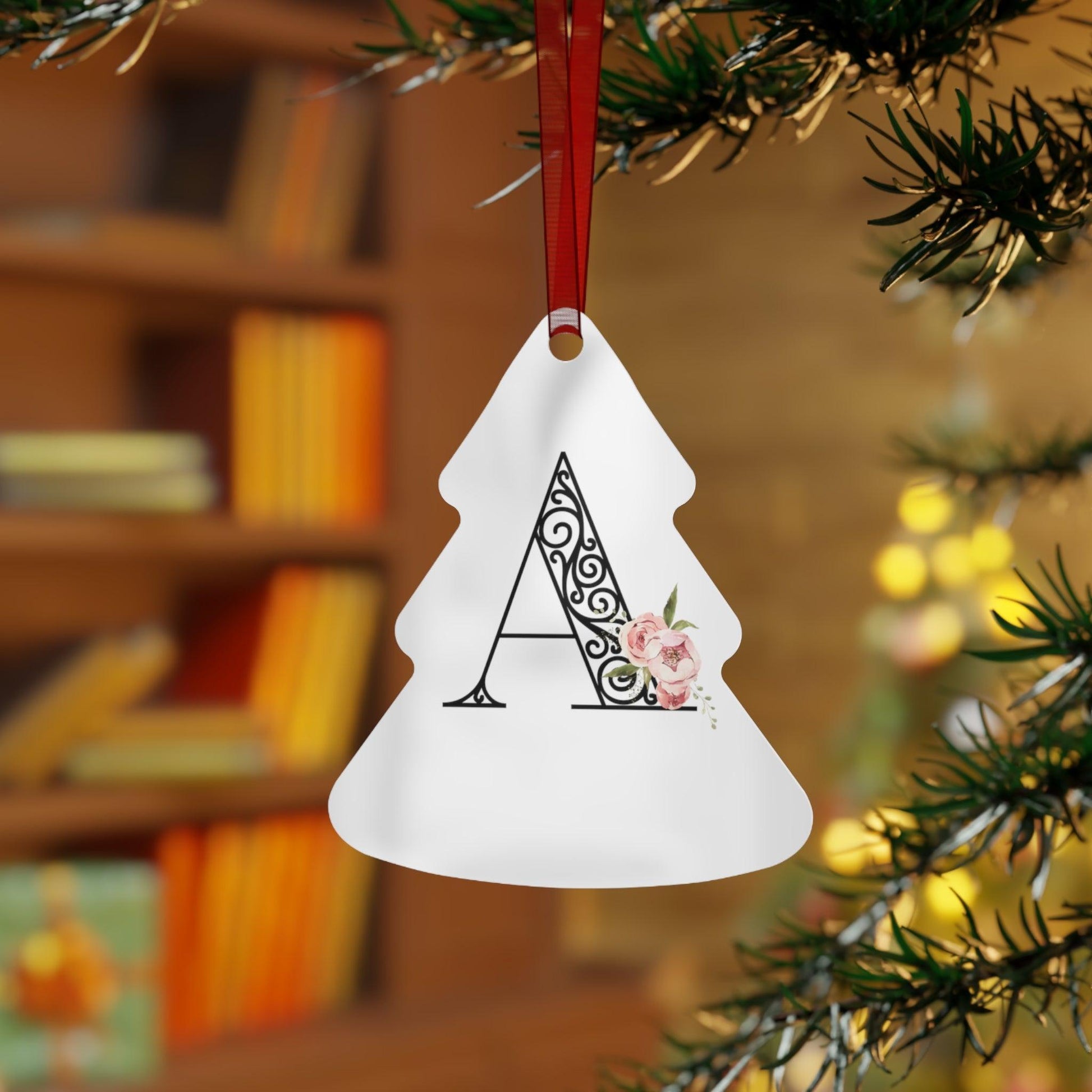 Floral Letters: Letter A - Metal Christmas Ornament - Whippie's