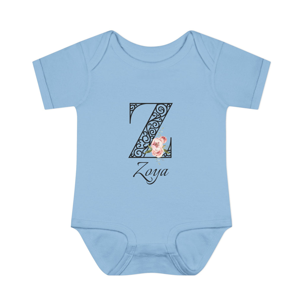 Floral Letters: Letter Z - Peony Baby Onesie - Personalizable