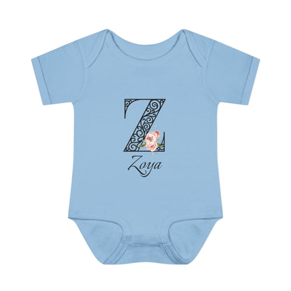 Floral Letters: Letter Z - Peony Baby Onesie - Personalizable