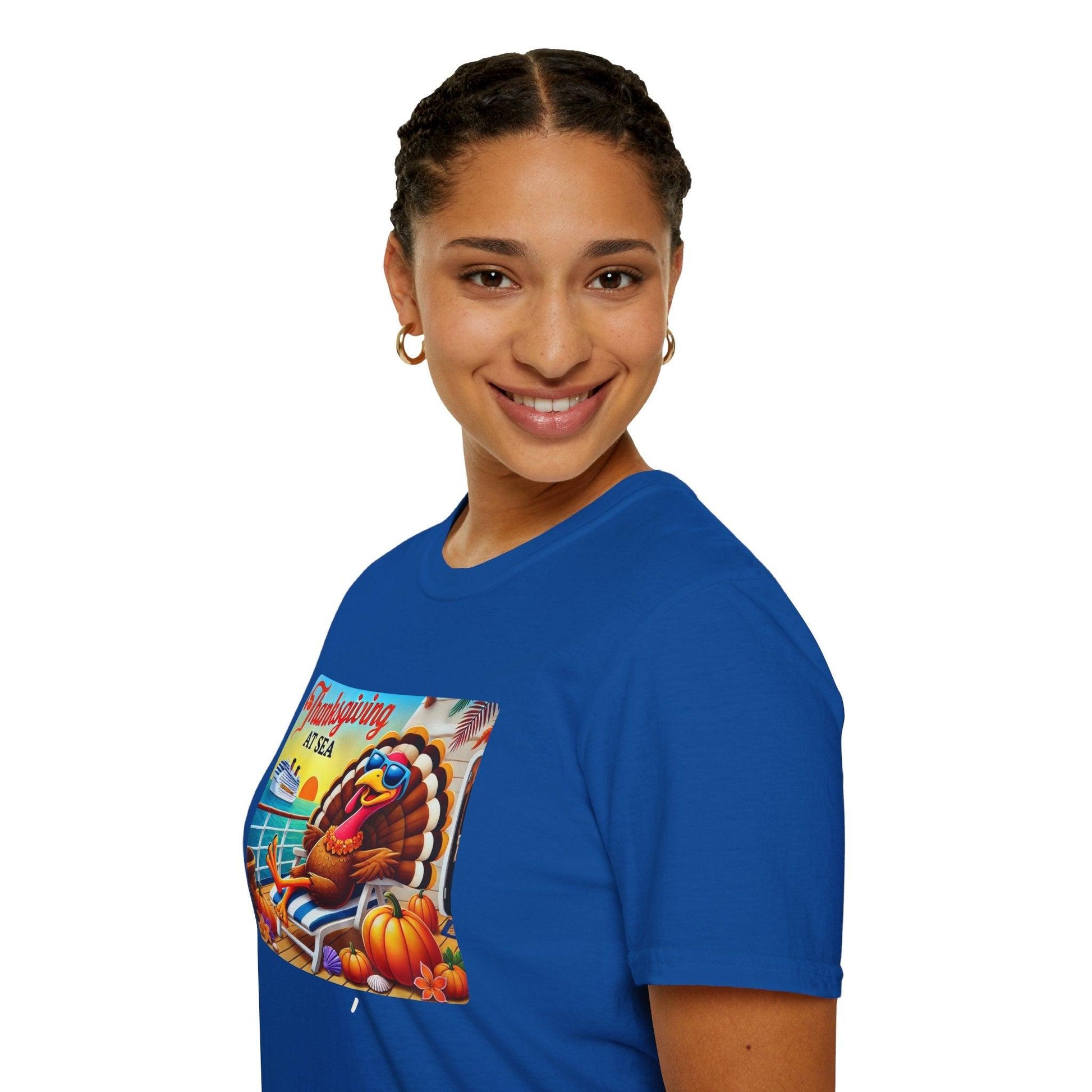Turkey on Vacation - Gobble 'til You Wobble on the Open Seas! 🦃🚢 Unisex T-Shirt 🍂 - Whippie's