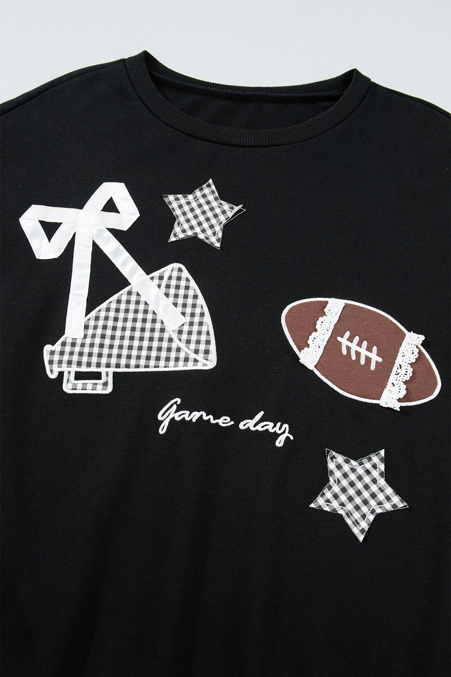 Racing Red Gingham Patch Rugby Game Day Sweatshirt