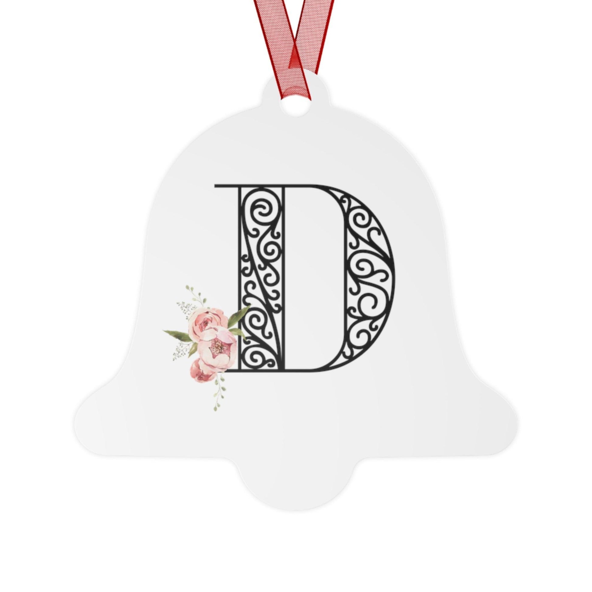 Floral Letters: Letter D - Metal Christmas Ornament - Whippie's