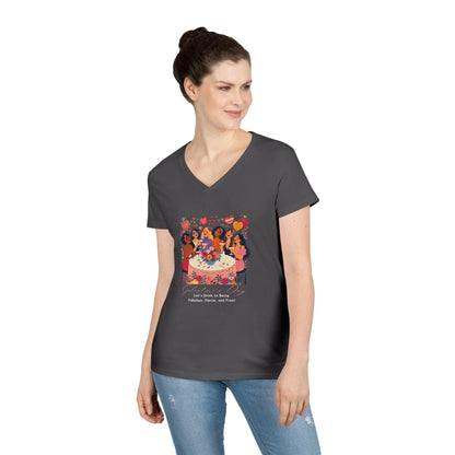 💖 Galentine's Day: Fabulous, Fierce & Free! 🥂 Ladies' V-Neck Tee ✨ Celebrate the power of female friendship! - Whippie's