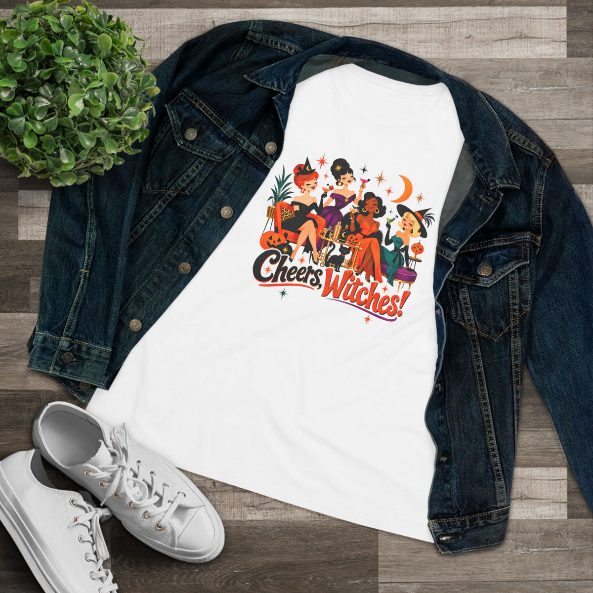 Vintage Halloween Shirt | Cheers, Witches! Women’s Tee – product image 5