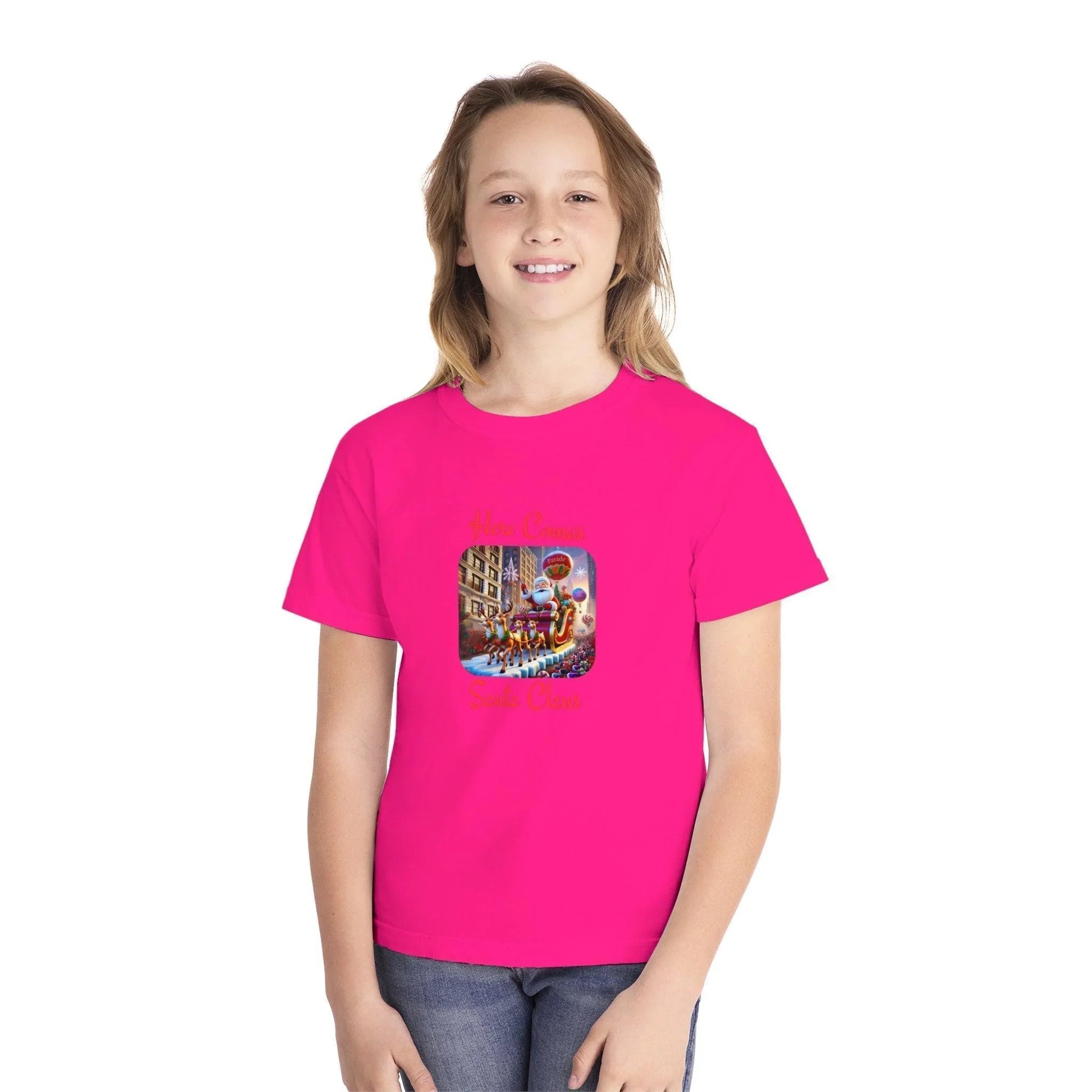 🎅 Here Comes Santa Claus 🎄 Youth Midweight Tee ✨ - Whippie's