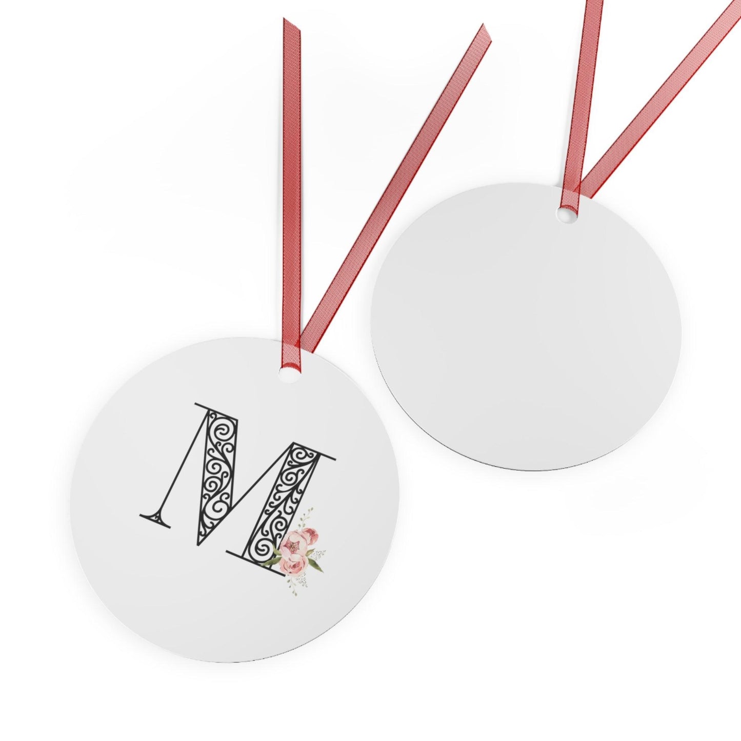 Floral Letters: Letter M - Metal Christmas Ornament - Whippie's