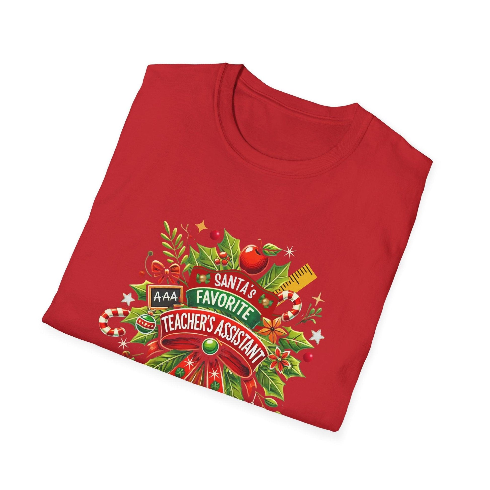 Santa's Favorite Teacher's Assistant - Spreading Holiday Cheer in the Classroom! 🎅🎄 Unisex Tee 🍎🎅 - Whippie's