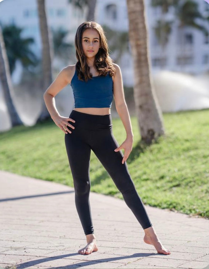 Fin Favorite Black Leggings girls dance leggings front view