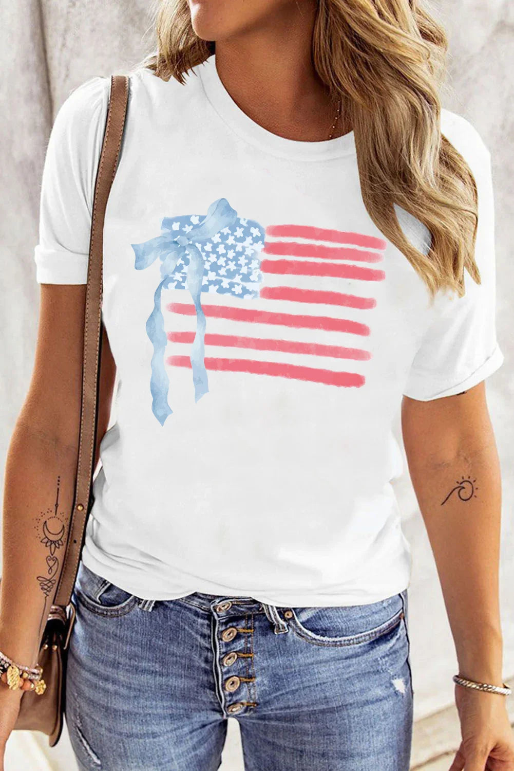 Flag Bow Tee | American Flag Bow T-Shirt