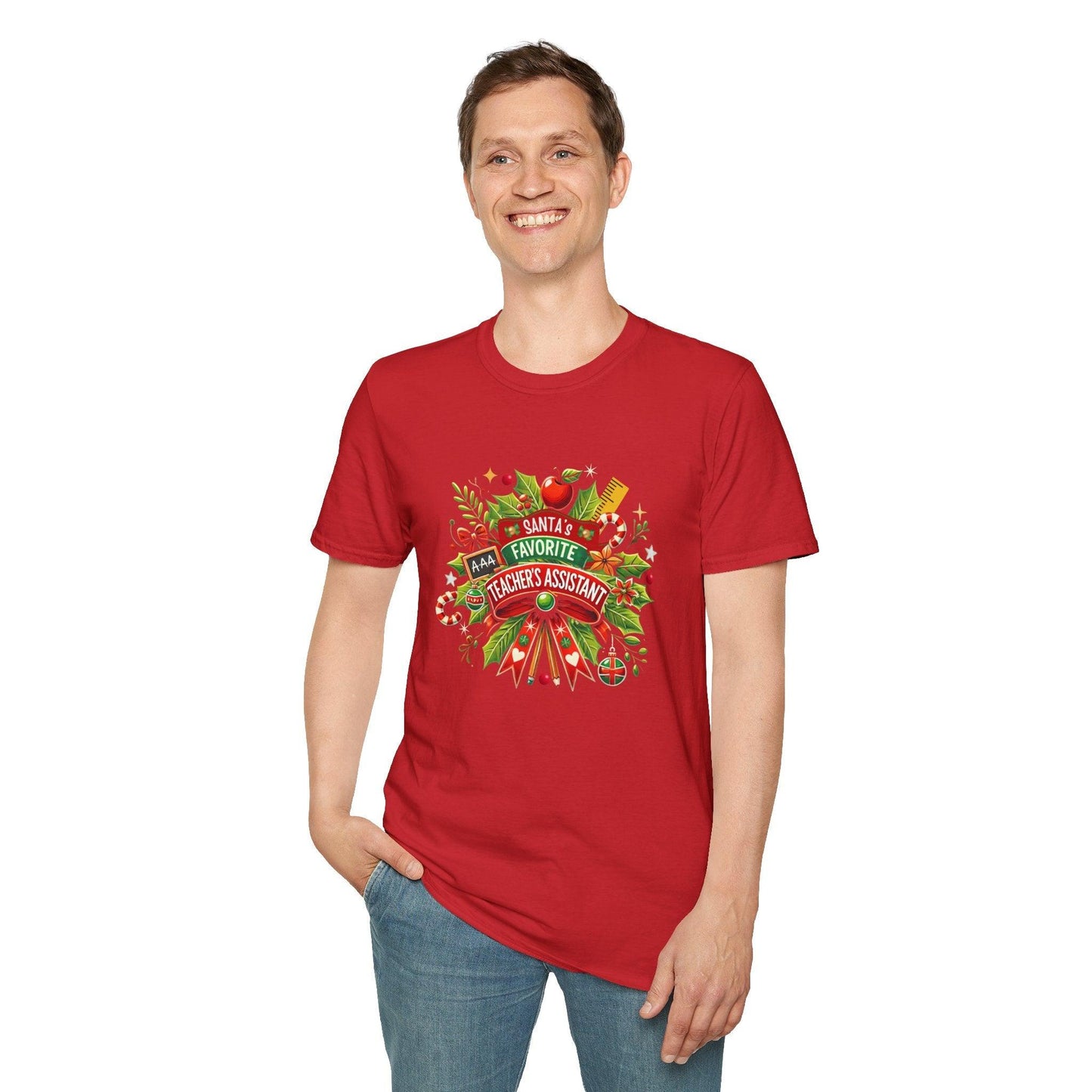 Santa's Favorite Teacher's Assistant - Spreading Holiday Cheer in the Classroom! 🎅🎄 Unisex Tee 🍎🎅 - Whippie's
