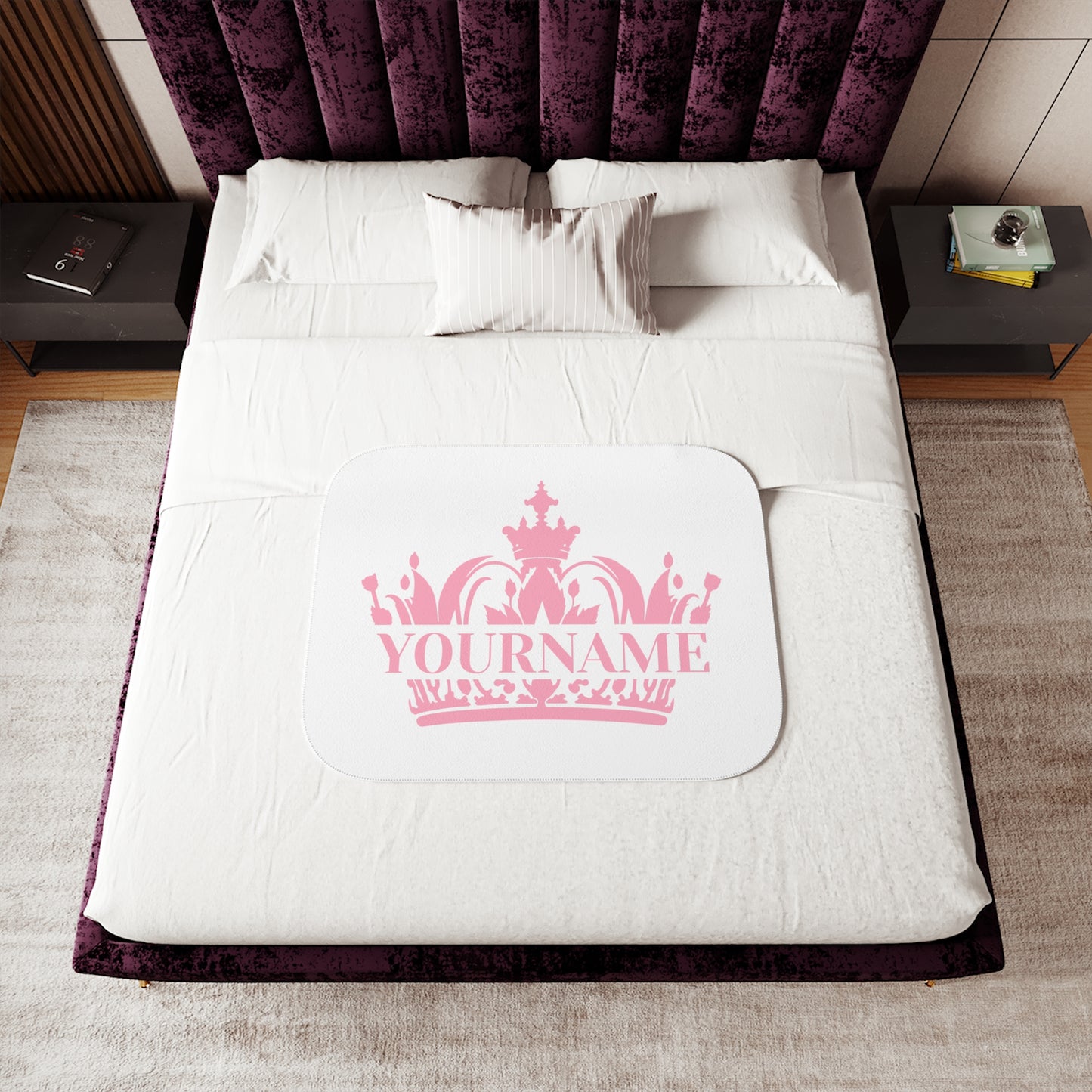 Crown Sherpa Blanket - Snuggle Up in Royal Comfort!  Personalizable