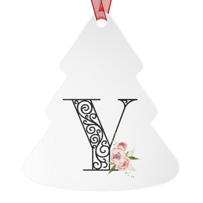 Floral Letters: Letter Y - Metal Christmas Ornament - Whippie's