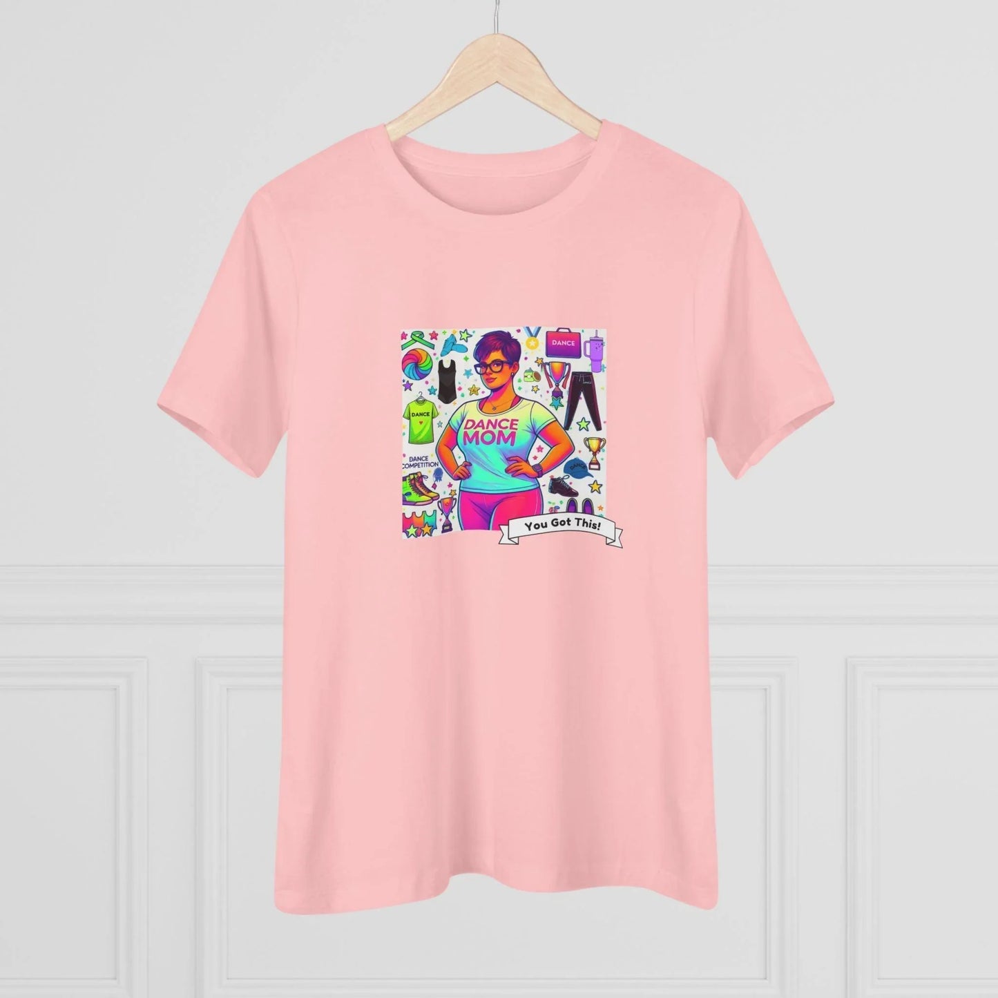 Dance Mom: "You've Got This" - Brunette with Glasses Mom - Short Hair - Boy Dancer - Women's Softsyle Tee - Whippie's