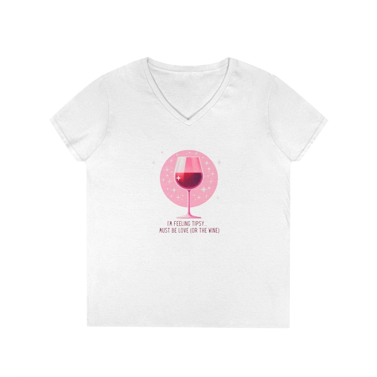💖 I'm Feeling Tipsy... Must Be Love (or the Wine) 🍷 Ladies' V-Neck Tee ✨ Celebrate love and wine! - Whippie's