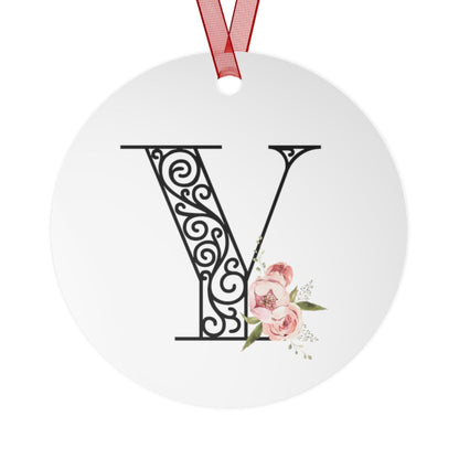 Floral Letters: Letter Y - Metal Christmas Ornament - Whippie's