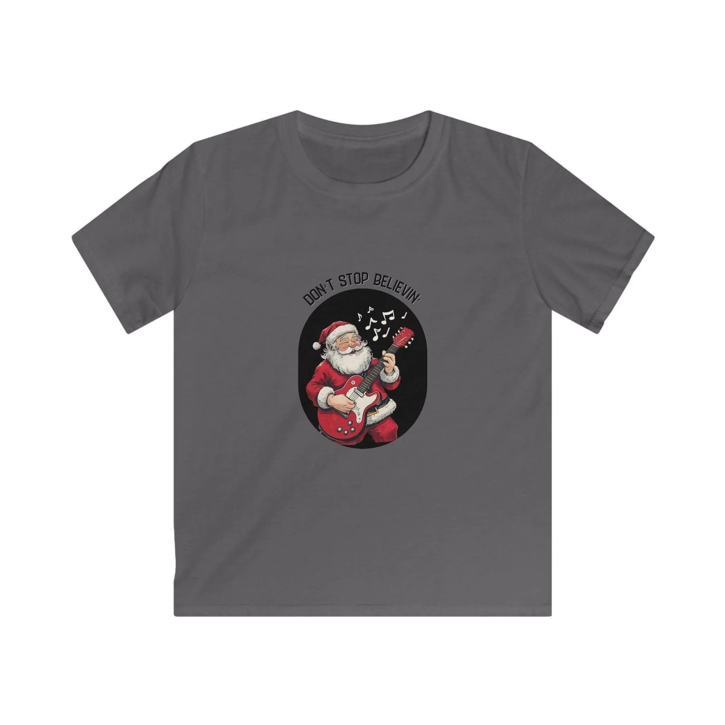 Rockin' Santa: Don't Stop Believin' in Holiday Cheer! Kids Softstyle Tee - Whippie's