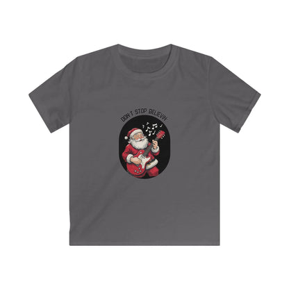 Rockin' Santa: Don't Stop Believin' in Holiday Cheer! Kids Softstyle Tee - Whippie's
